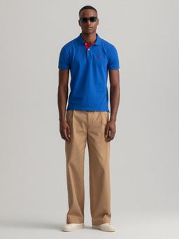 GANT - Men Blue Solid Regular Polo T-shirt