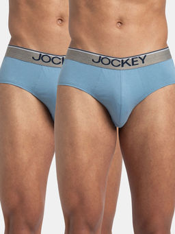 Jockey - 8037 Men Super Combed Cotton Solid Brief - Blue Shadow (Pack of 2)