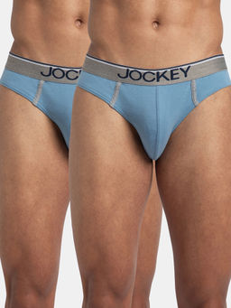 Jockey - 8044 Men Super Combed Cotton Rib Solid Brief - Blue Shadow (Pack of 2)
