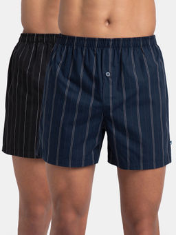 Jockey - 8222 Men Cotton Woven Checkered Inner Boxers - Grey and Green (Pack of 2)