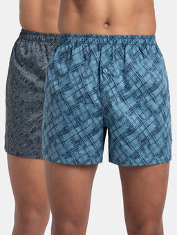 Jockey - 8222 Men Cotton Woven Checkered Inner Boxers - Navy (Pack of 2)