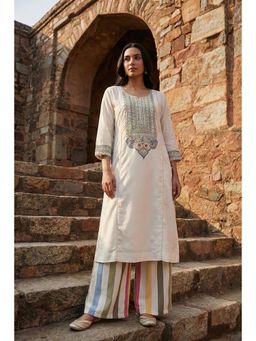 HERITAGE - Ivory Meadow Embroidered Kurta with Palazzo