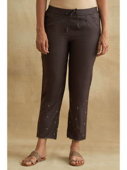 Folksong - Brown Embroidered Relaxed Fit Pant