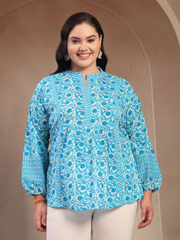 Stylum - Blue Floral Regular Fit Top