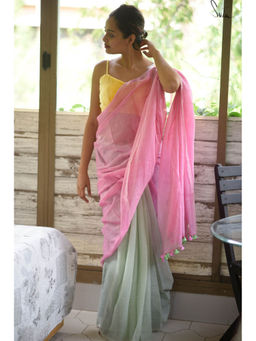 Suta - Pink Ombre Tassels Saree without Blouse