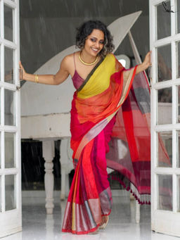 Suta - Multi-Color Woven Tassels Saree without Blouse