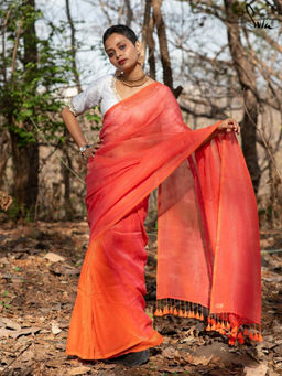 Suta - Pink Woven Tassels Saree without Blouse