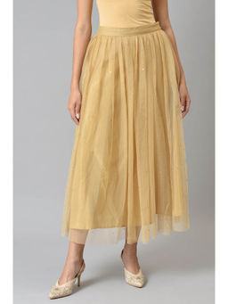 W - Gold Embellished Flared Fit Skirt