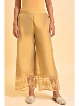 W - Gold Self Design Regular Fit Palazzo