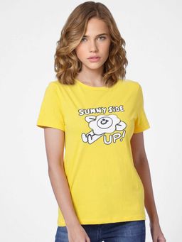 ONLY - Women Printed Yellow T-Shirt