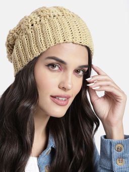 Magic Needles - Women Beige Cable Knit Beanie