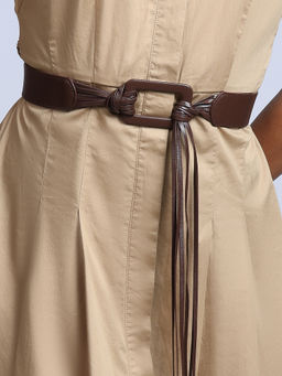 Twenty Dresses by Nykaa Fashion - Brown Rectangular Buckle Rope Style Waist Belt For Women