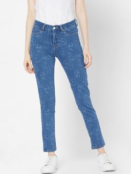 Spykar - Mid Blue Lycra Skinny Regular Length Jeans For Women (adora)