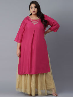 W - Solid Pink Kurta