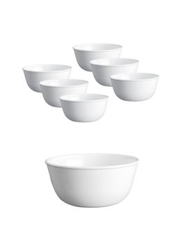 Corelle - Livingware Winter Frost White 177ml Katori (6Pcs) & 828ml Curry Bowl (1Pc) Pack of 7