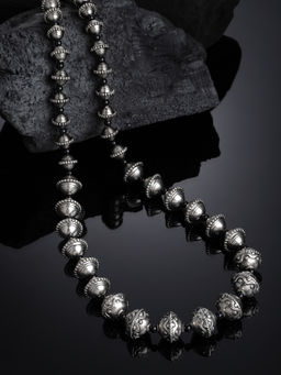 PANASH - Silver-Toned Oxidized Black Beads Necklace