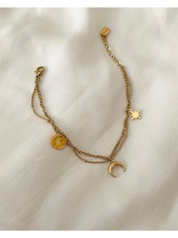 Bloome - 18K Gold Plated Stella Moon and Star Charm Bracelet
