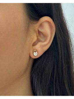 Bloome - 18K Gold Plated Heart Crown Stud Earrings