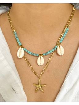 Bloome - 18K Gold Plated Sea Spell Double-Layered Shell and Starfish Necklace