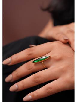 Ziddi - Green 22K Gold Plated Naav Ring