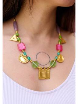Ziddi - 22K Gold Plated Multicolour Baandri Necklace