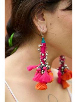 Ziddi - Multicolor Handcrafted Tassels Poppy Earrings