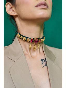 Ziddi - 22K Gold Plated Green Chaand Kanthi