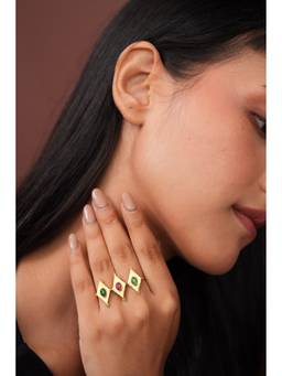 Ziddi - Multicolour 22K Gold Plated Naaz Ring