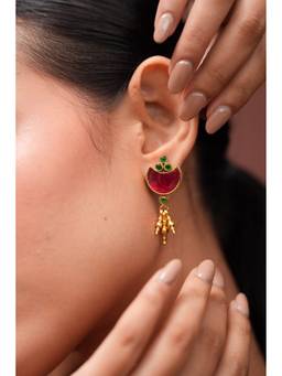 Ziddi - 22K Gold Plated Multicolour Chaand Studs