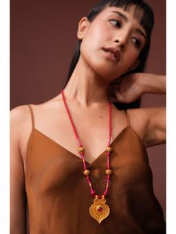 Ziddi - Pink 22K Gold Plated Kalki Necklace