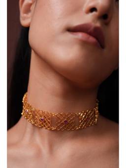 Ziddi - Women 22K Gold Plated Pink Phool Choker