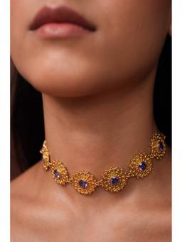 Ziddi - Purple 22K Gold Pleated Saba Choker