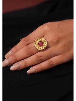 Ziddi - Pink 22K Gold Pleated Saba Ring