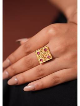 Ziddi - Pink 22K Gold Plated Jugnoo Jugnoo Ring