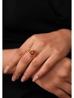Ziddi - Red 22K Gold Plated Love Ring