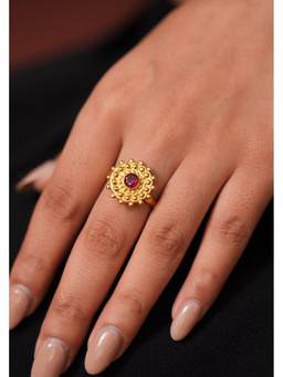 Ziddi - Pink 22K Gold Plated Kalki Ring