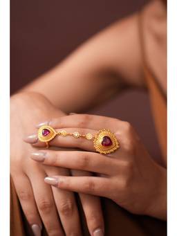 Ziddi - 22K Gold Pleated Rumaan Heart Ring