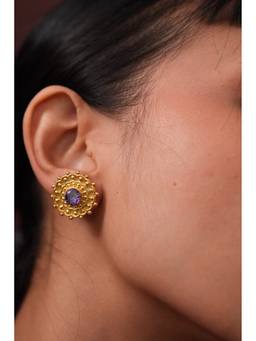 Ziddi - Purple 22K Gold Pleated Saba Earring