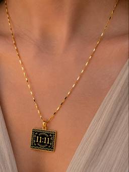 Ziddi - 22K Gold Plated Black Eleven11 Pendant