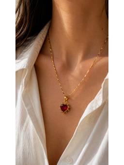 Ziddi - 22K Gold Plated Red Dil Se Pendant