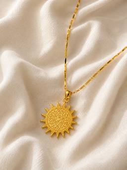 Ziddi - Sun 22K Gold Plated Pendant With Chain