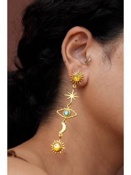 Ziddi - Multicolour 22K Gold Plated Nazar Pair Of Earrings