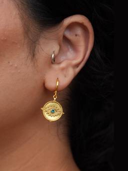 Ziddi - 22K Gold Plated Gold Evil Eye Hoops