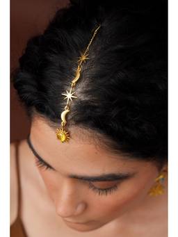 Ziddi - 22K Gold Plated Gold Celestial Maang Tikka
