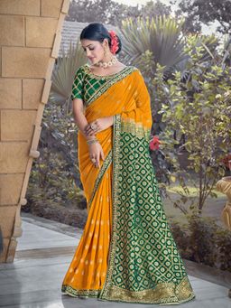 Odette - Mustard Colour Pure Viscose Weaved Silk Embroidered Saree with Unstitched Blouse
