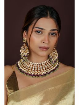 RIANA JEWELLERY - Jadau Bridal Green Necklace with Earrings