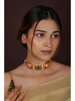 RIANA JEWELLERY - Gold Plated Multicolor Choker