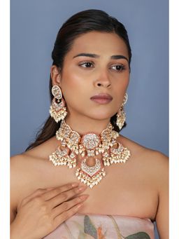 RIANA JEWELLERY - Handcrafted White Necklace with Earrings