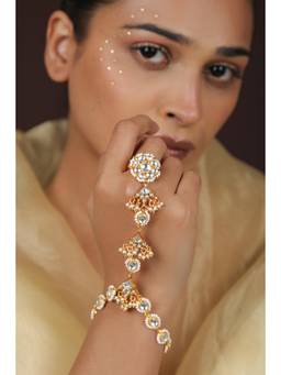 RIANA JEWELLERY - Traditional Ethnic White & Gold White Hathphool