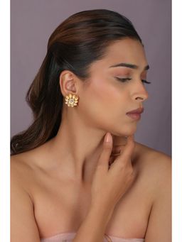 RIANA JEWELLERY - Silver Based Moazonite Floral White Stud Earrings